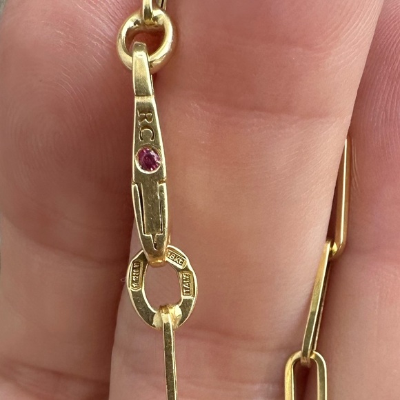 Roberto Coin 18K Yellow Gold Paper Clip & Round Link 17” Necklace - Picture 6 of 8